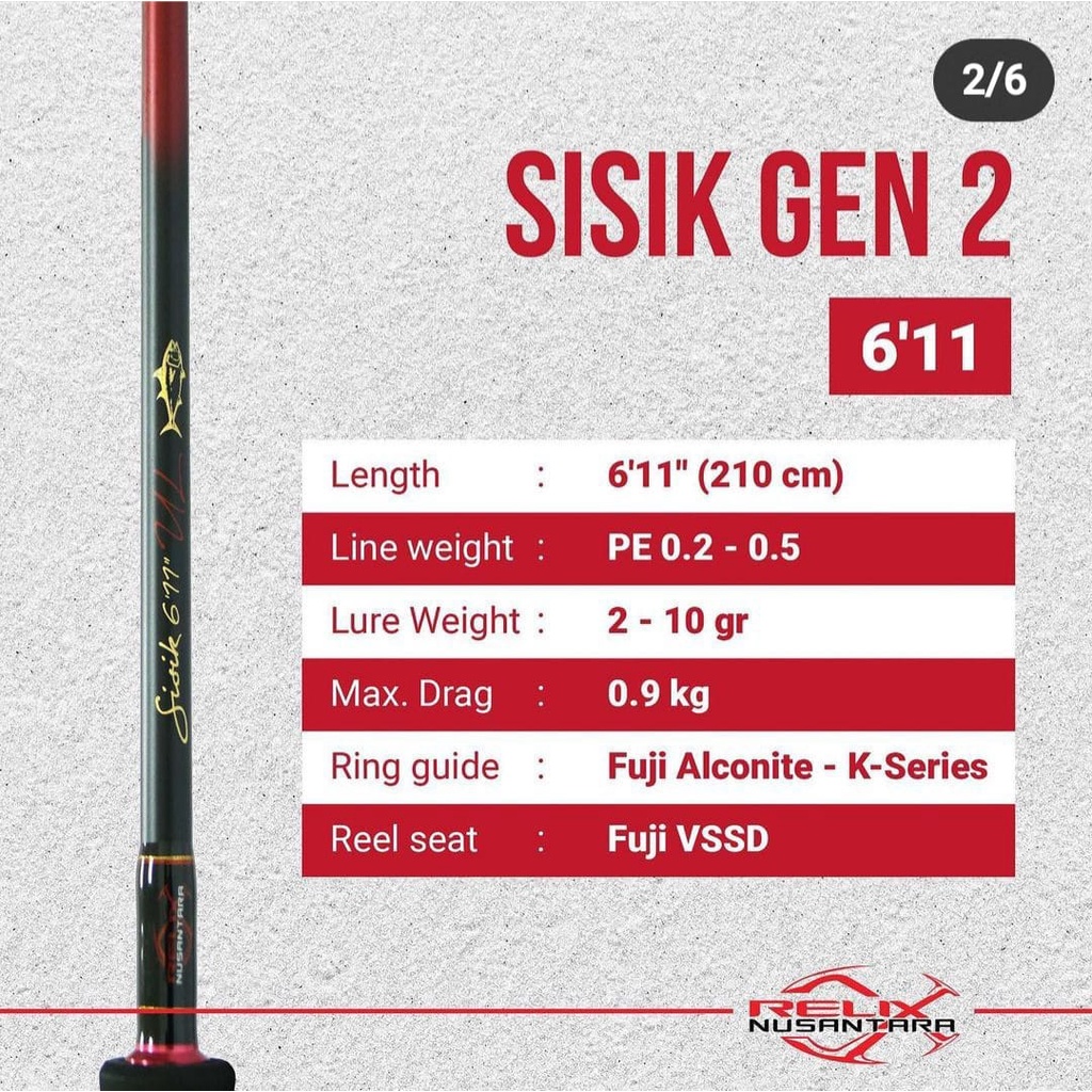 Rod RELIX NUSANTARA SISIK GEN 2 611 / 210cm (Line Test PE.0.2-0.5)