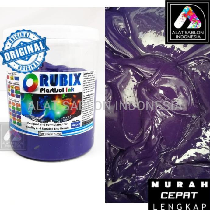 

Ready! Tinta Sablon Plastisol Rubix Ungu Violet 500Gr Termurah