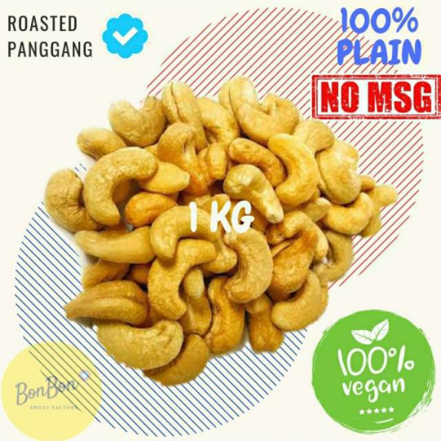 

1 Kg Kacang Mede Plain Roasted Panggang Kacang Mete Oven Tawar Tanpa Bumbu No MSG Natural Super