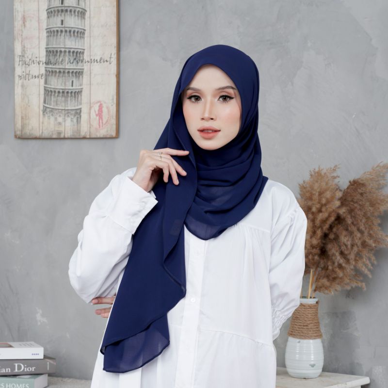 pashmina oval uk 200x75 | hijab malaysia | shawl curve-Navy
