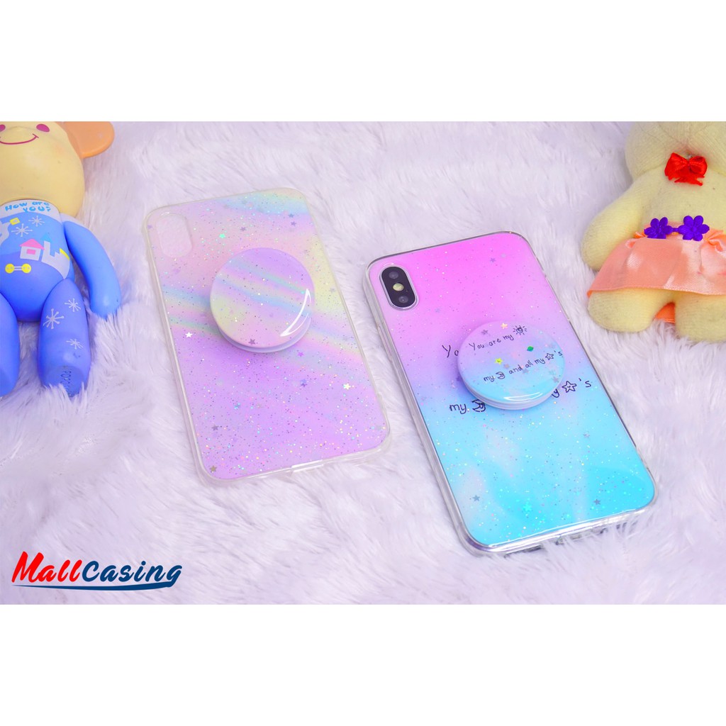 MallCasing - Realme 2 Pro | Realme XT Rainbow Bonus Popsocket Soft Case