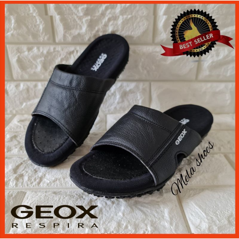 SANDAL SELOP PRIA GEOX_RESPIRA KULIT ASLI / SENDAL COWOK SLIDE RINGAN EMPUK / SANDAL FORMAL KASUAL LEBARAN LAKI LAKI ASLI KULIT