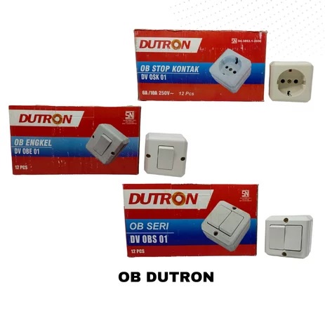 Paket Dutron Saklar OB Engkel + Saklar OB Seri + Stop Kontak OB DUTRON