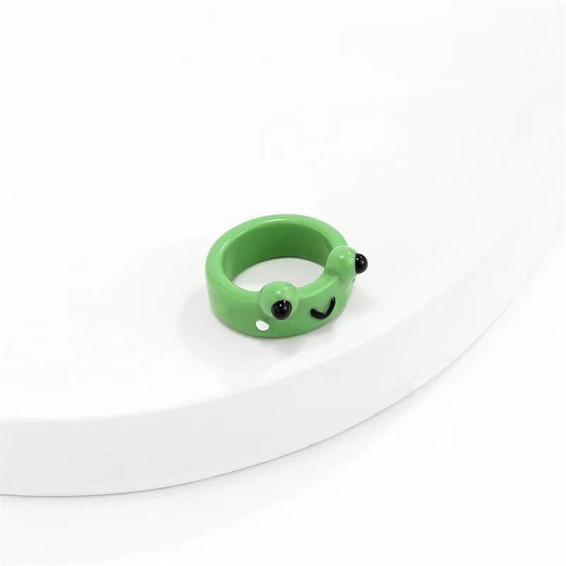 [Fashion Retro Resin Frog Animal Rings For Women And Men] [ Elegant Ladies Smooth Fine Thin Finger Ring] [Lovely Jewelry Gifts For Girl Friends]