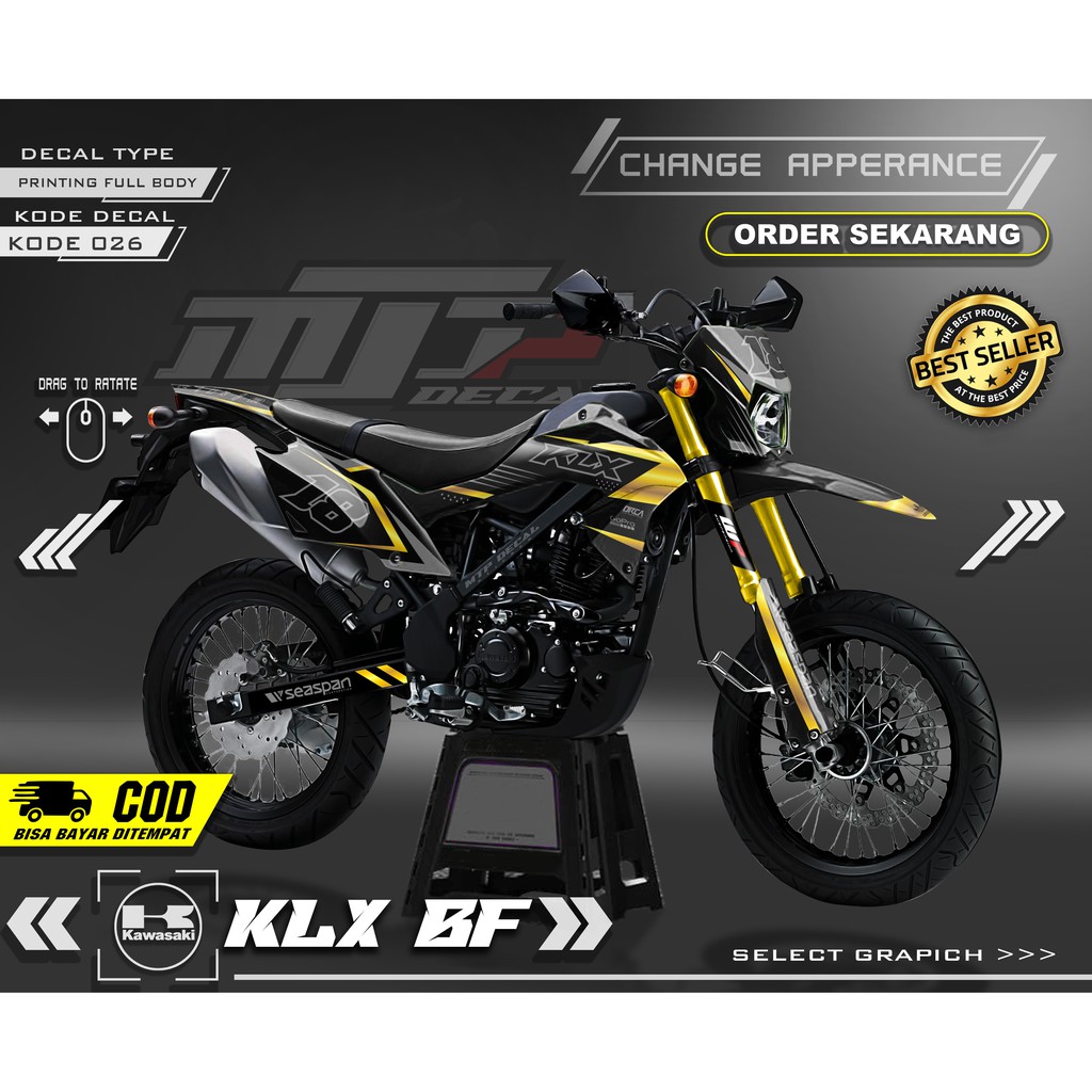 (COD)Decal Sticker Trail KLX 150 BF Fullbody - Dekal Stiker KLX BF/G/ Extreme Motif GOLD keren V26