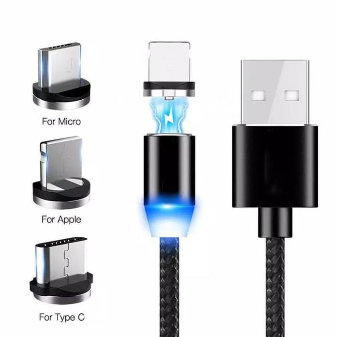 Kabel Charger Magnet Tipe C | micro | Iphone Fast Charging 3usb in1 magnet