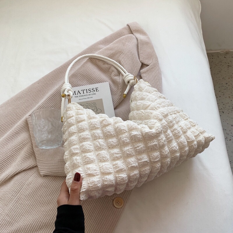 SG7842 syafniegalery tas hobo import motif kotak 2123