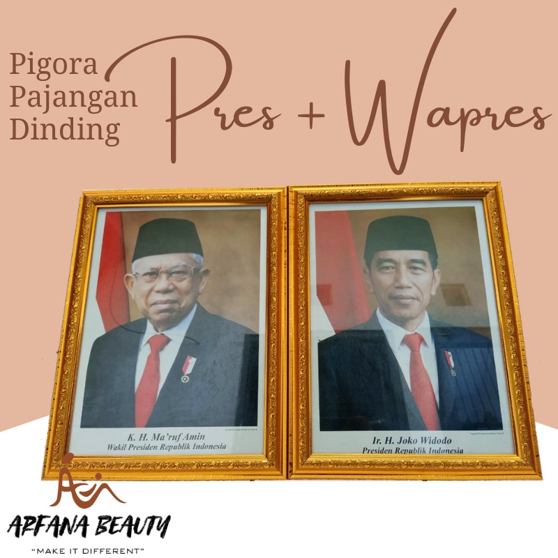 Pigura Foto Gambar Presiden Dan Wakil Hiasan Dinding Poster 1 Set Bahan Polyframe Fiber PRES DAN WAPRES