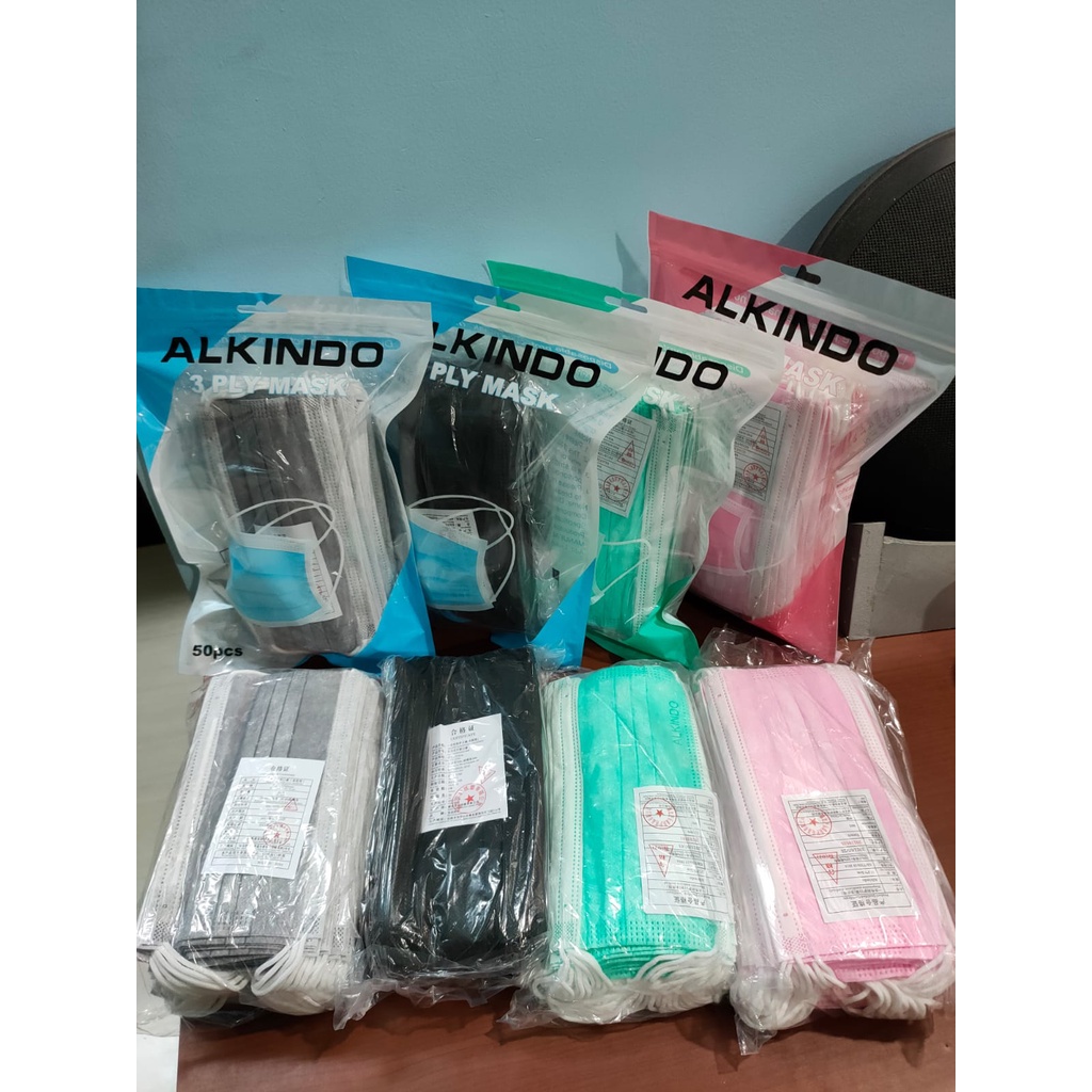 Masker Alkindo &amp; Mouson 3ply Per Box isi 50pcs