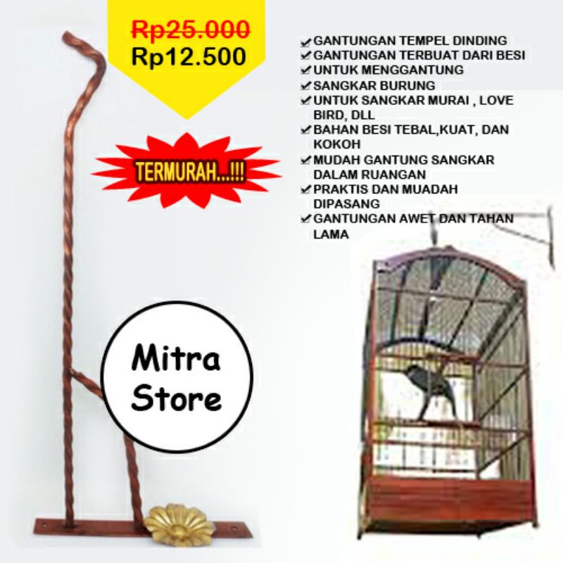 TERMURAH GANTUNGAN SARANG BURUNG MURAI LOVEBIRD / GANTUNGAN SANGKAR BURUNG BESI / GANTUNGAN TEMPEL T