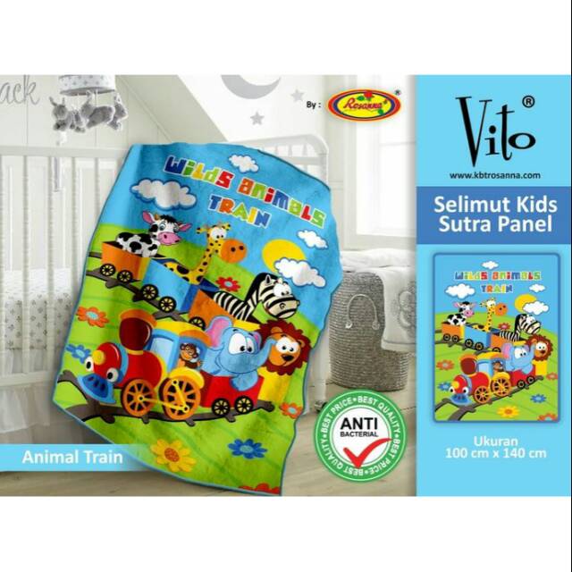 Selimut Gambar Binatang Animal Train Selimut Vito Kids Bahan Polyester Halus Lembut Selimut Anak
