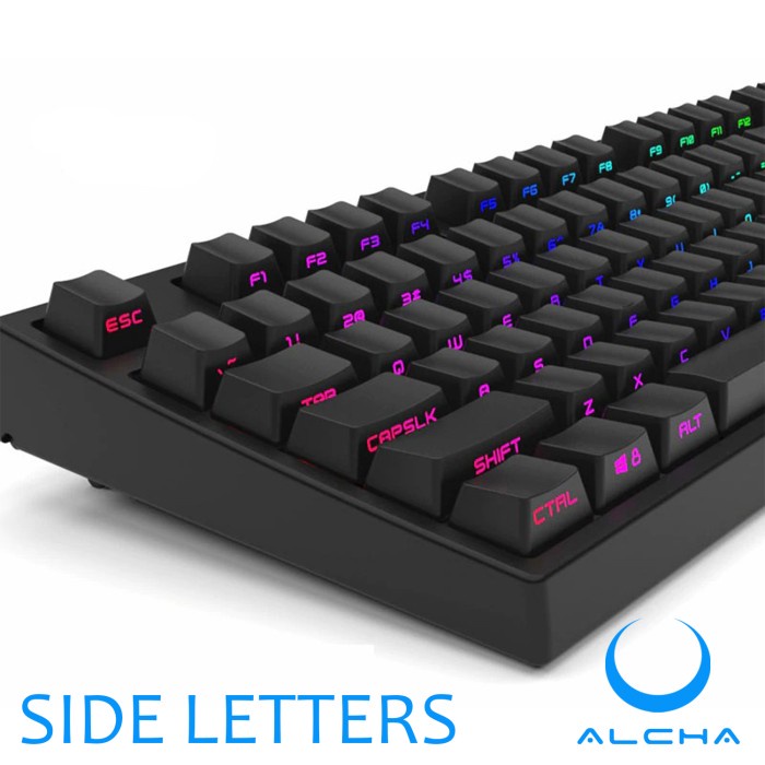 ALCHA KEYCAPS PBT SIDE LETTERS DOUBLE SHOT MECHANICAL KEYBOARD BLACK