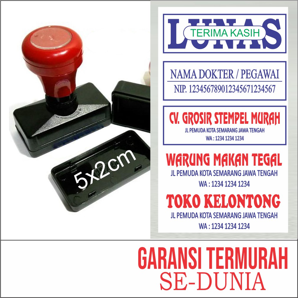 

Stempel CV/ PT / Nama Toko / Warung 55 x 22 mm free desain