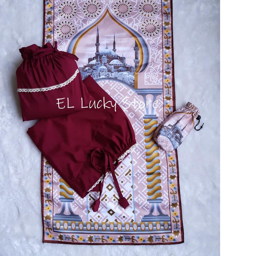 BIGDEAL  Mukena Travel full Set Sajadah | Mukena Katun Travelling Murah )