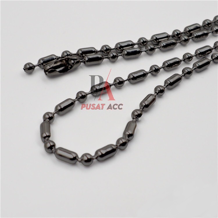 Rantai Kalung MCI Titanium Stainless Biji Bambu Hitam Pria Wanita Anti Karat