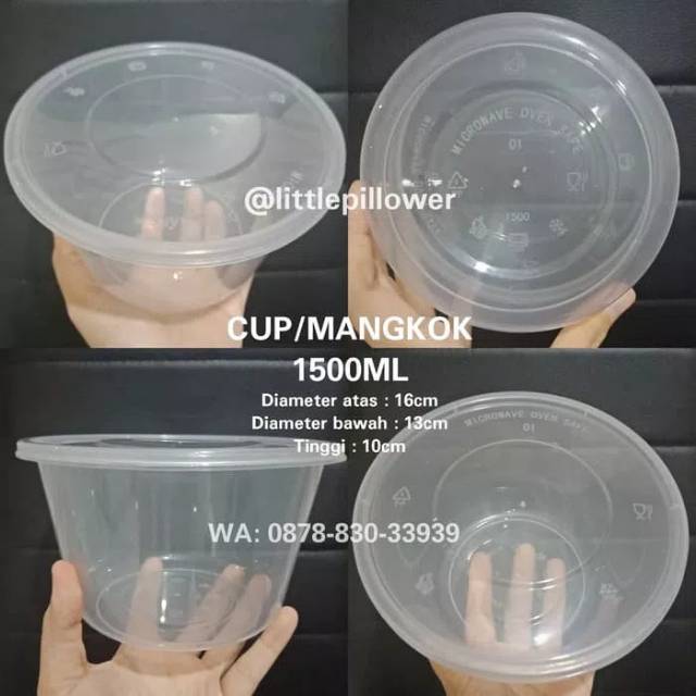 (ISI 25PCS - MANGKOK 1500ML) Cup Plastik Bening 1500ml/ Lunch Box/Mangkok plastik/Food Container