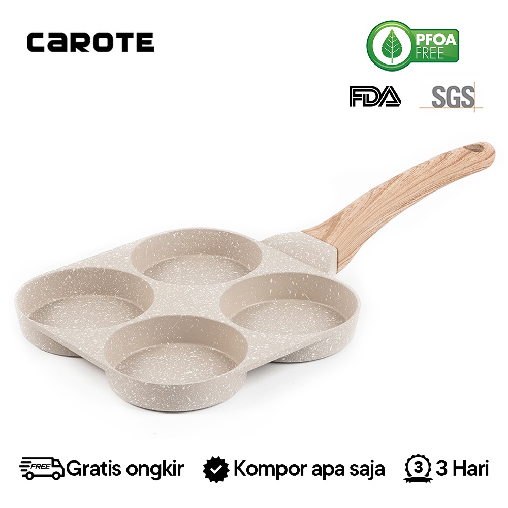 CAROTE Panci Wajan Telur / Pancake / Martabak 4 Lubang Anti Lengket 18CM Cocok di Segala Jenis Kompo