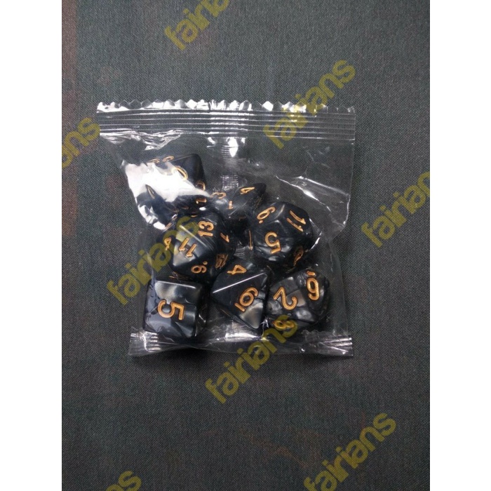 Dadu/Dice DND Polyhedral set isi 7 (Jade Black)