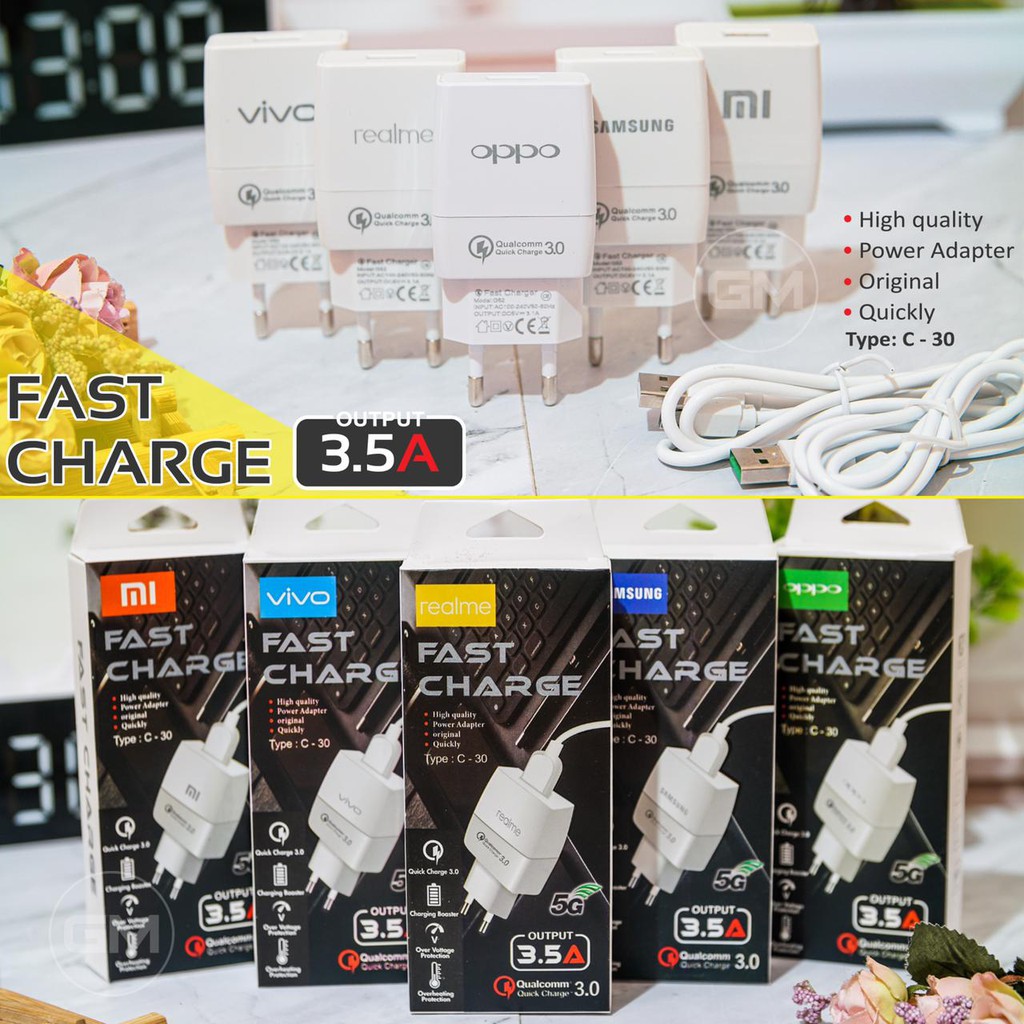 Travel Charger Brand C-30 Oval Packing Import 3.5A Fast Charger