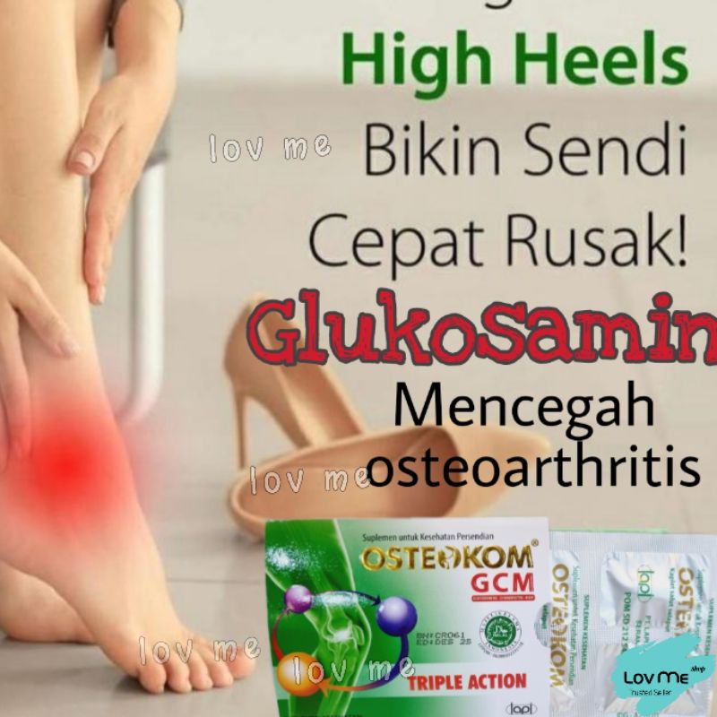 lov me❤ Osteokom Glukosamin Kondroitin MSM - vitamin tulang nyeri otot sendi - 1 Strip isi 4 Tablet