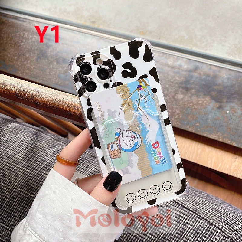 Soft Case TPU Motif Leopard Dengan Slot Kartu Untuk Iphone 11 12 13 Pro Max 7Plus 8 6 6s Plus Xs Max X Xr Se 2020