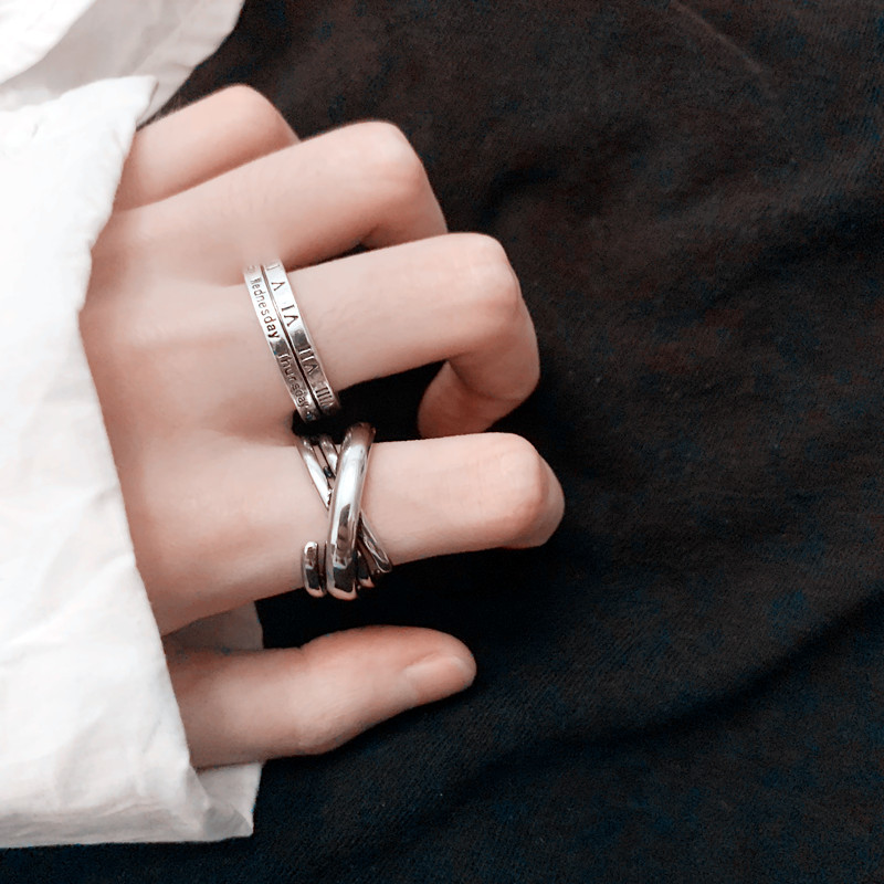 Cincin Jari Telunjuk Model Terbuka Desain Angka Romawi Gaya Vintage