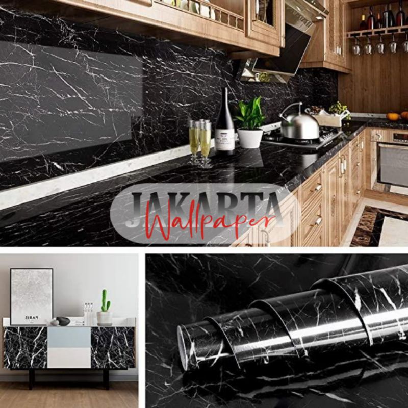 Wallpaper Stiker Marmer Granit Marble Motif Kayu Premium lemari dapur meja Lebar 120