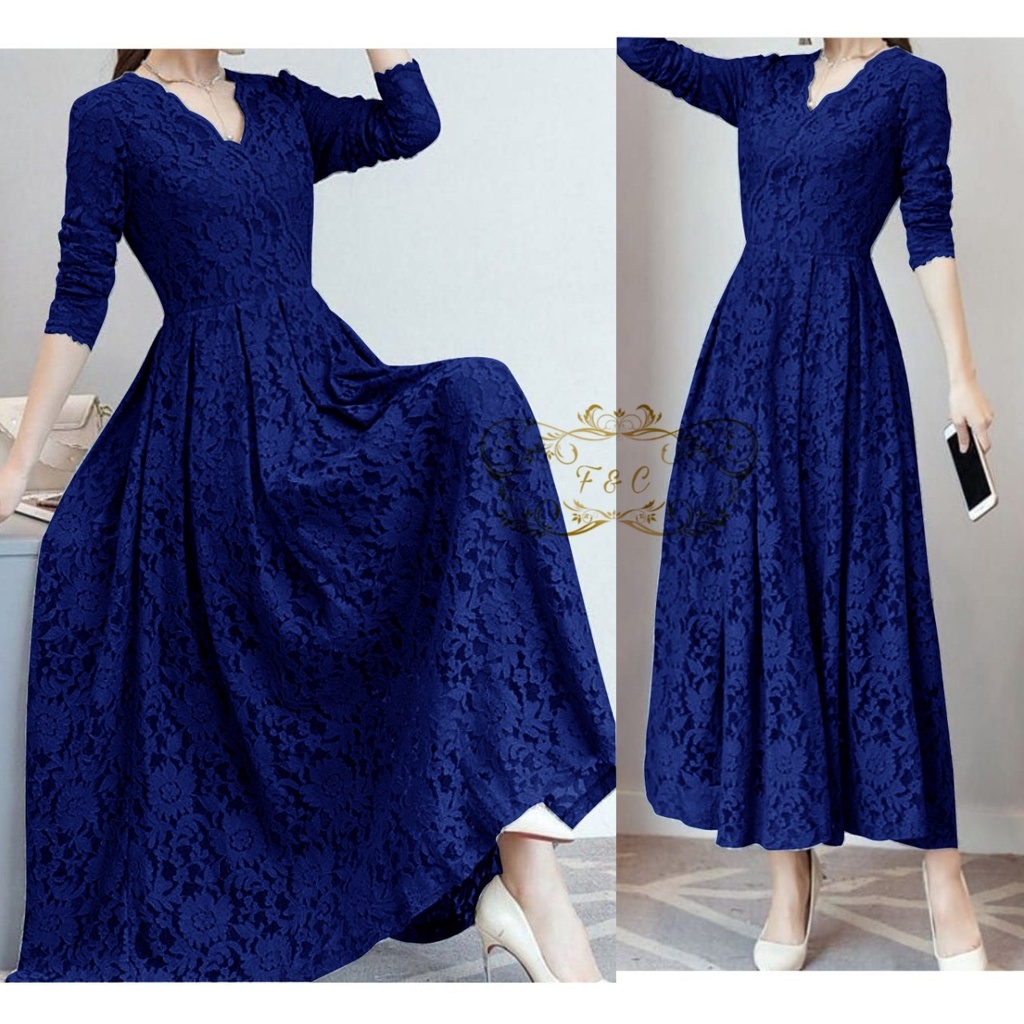 MAXI DRESS CASSIE BRUKAT mF / CP MAXI DRESS CASSIE BRUKAT-NAVY