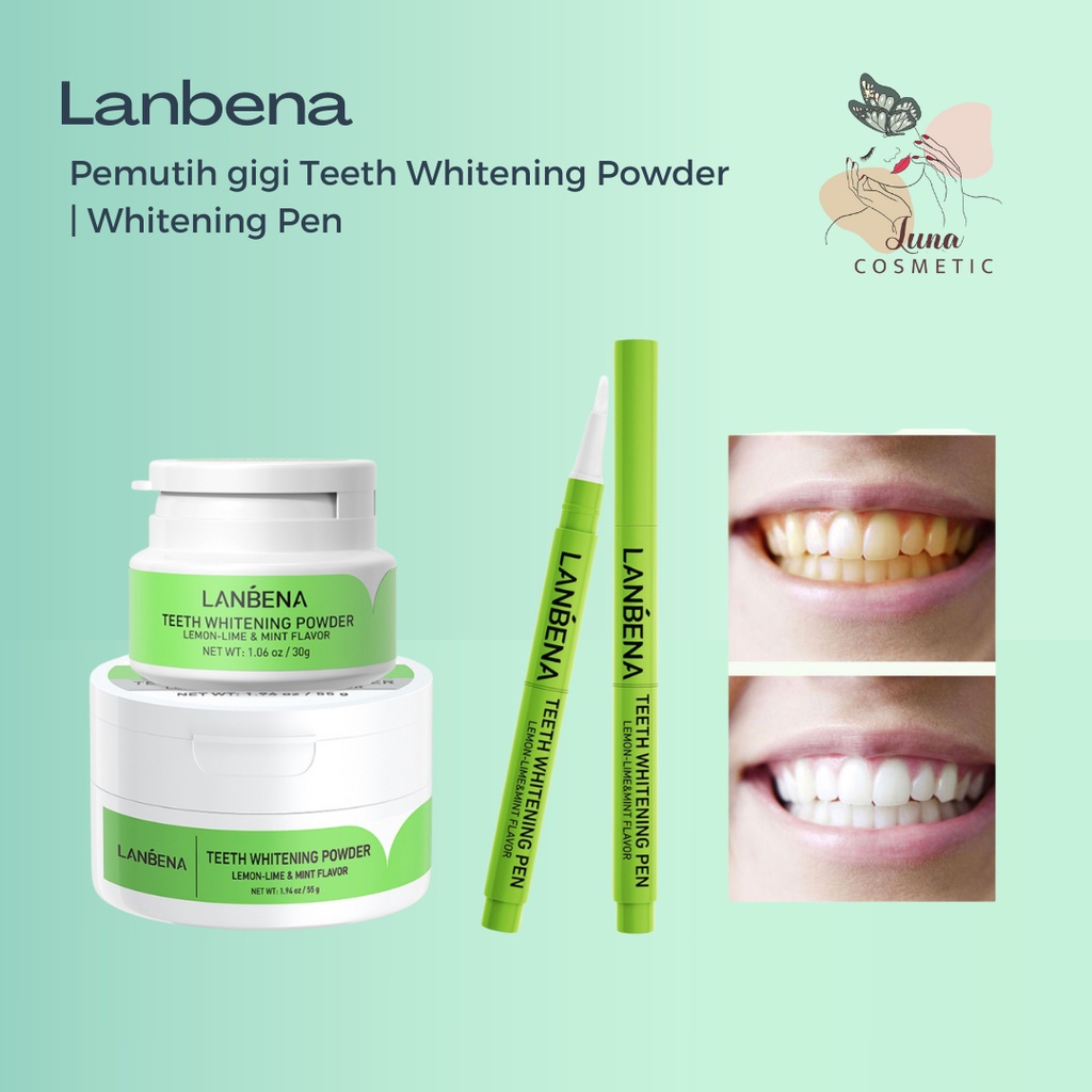 LANBENA Pemutih gigi Teeth Whitening Powder 55 gr pasta gigi Teeth Whitening Pen Removes pembersih karang gigi Oral Hygiene