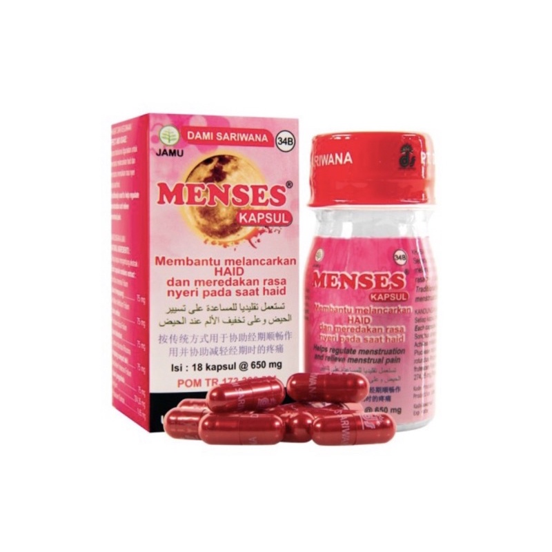 Menses botol 18 kapsul ( herbal mempelancar haid datang bulan )