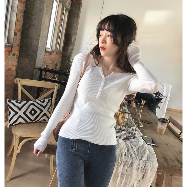 XIAOZHAINV Knit Switer Oversize Wanita Crop Top Lengan Panjang Korean Style