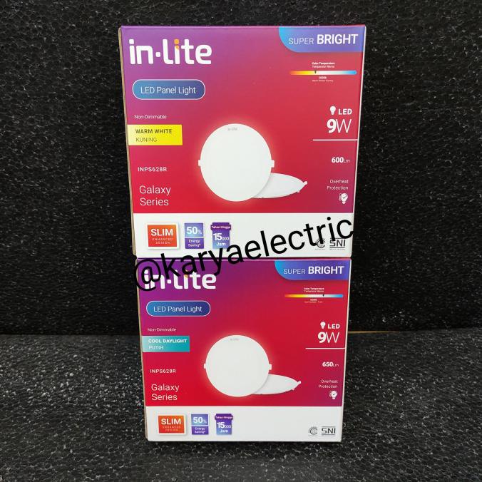 Diskon Lampu Panel Led Downlight Bulat 9Watt In-Lite Inlite Inbow Inps628R - Putih Berkualitas
