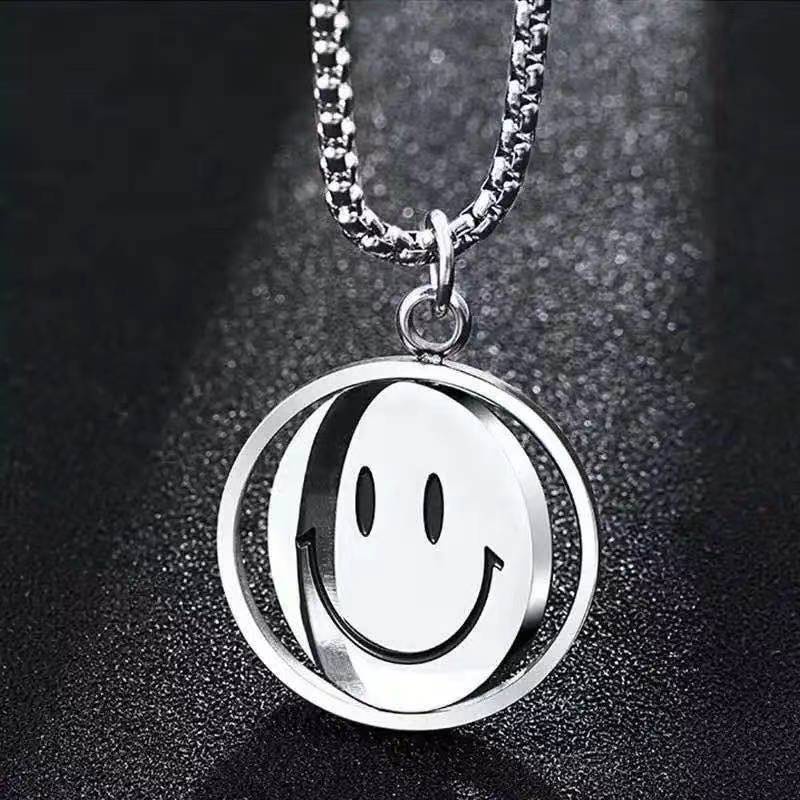 SEALOVE kalung titanium Pria Keren Hip-hop Cowok Smile Fashion Simple Korea Dan Wanita Kalung