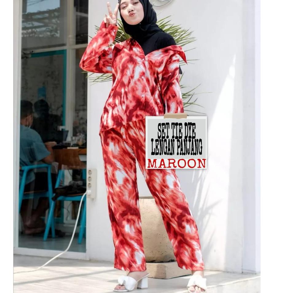 Harga Spesial.. Alvaro Outlet || SET TIE DYE WANITA DEWASA LENGAN PANJANG | FIT TO XL |  LD 104 CM