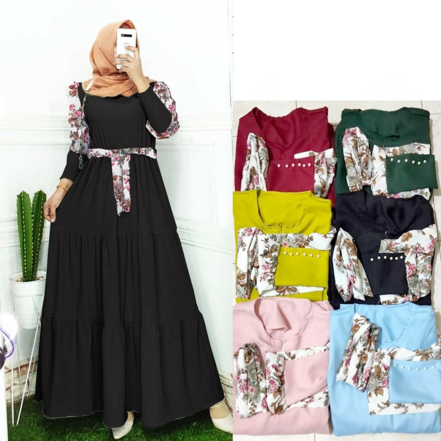 Rohana Maxy Gamis Dress Baju Wanita Muslim Muslimah Syari Maxi Kerja Kantor Casual Daily Hangout Jal