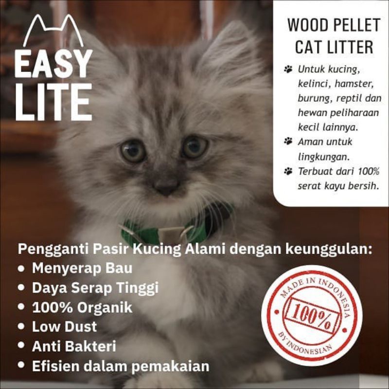 wood pelet EASY LITE 7kg freshpack EASY LITE cat Litter alas bedding kandang hamster tortoise