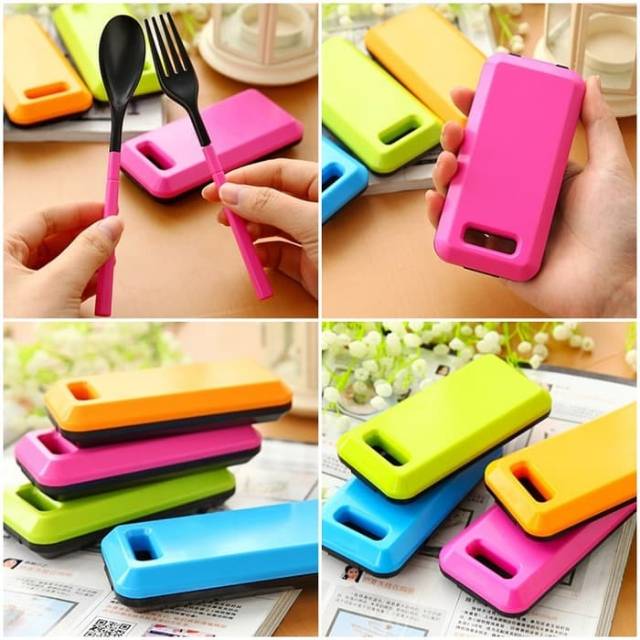 Peralatan makan lipat portable sendok sumpit garpu /Travel Cutlery set  ala korea style