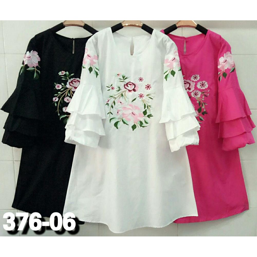 Promo blus wanita panjang baju atasan wanita katun bordir import fashion muslim Murah