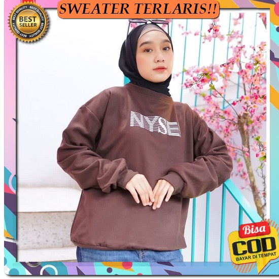 Sweater Oversize Black Moon Croope Sweater - Sweater Croope Oversize Cod - Nyse Sweater Crewneck F