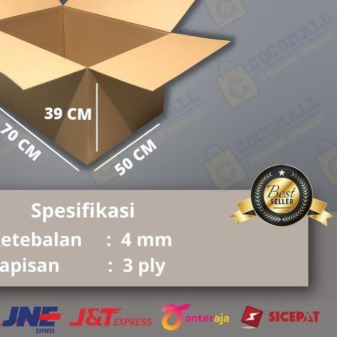 

♞ KARDUS KARTON BOX POLOS JUMBO BESAR UKURAN 70x50x39 CM ➦