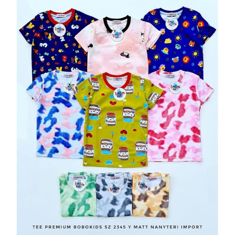 KAOS TEE PREMIUM Bobo Kids sz 2345 matt babyteri//GROSIR minimal 10pcs