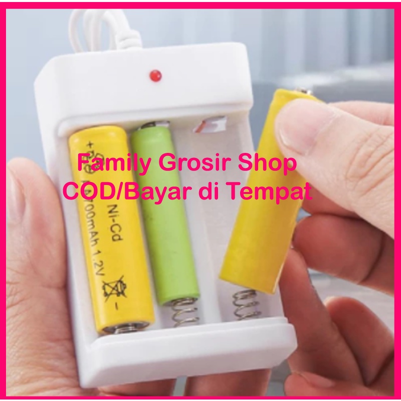 Desktop Charger Baterai Rechargeable A2 A3 AA/AAA 3 Slot Casan Battery Isi Ulang Kabel Usb