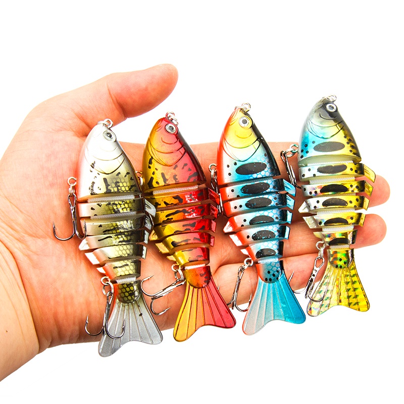 Umpan Pancing Bentuk Ikan Imitasi 7 Ruas 10 Warna 16G / 95Mm