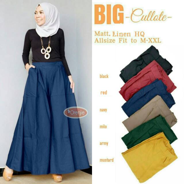 Big Size Celana Kulot Panjang Wanita Casual  Linen HQ Allsize M-XXL