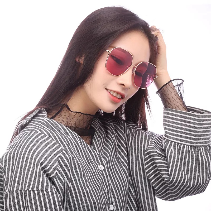 Frame Kacamata GF12 Lensa Kotak Diameter Besar Fashion Wanita Anti UV Korean ACC