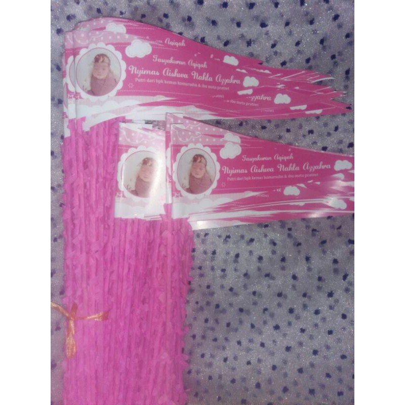 bendera aqiqah custom+lidi