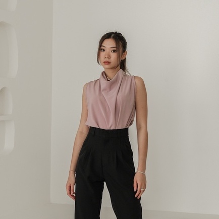 [TAVIA] MILAN HALTER TOP / ATASAN BLOUSE WANITA / ATASAN KOREA