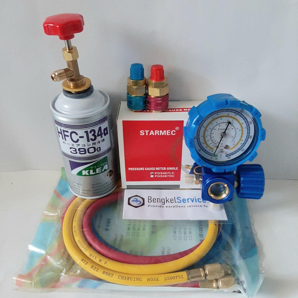 Paket Isi Freon Ac Mobil Variasi Freon R134a Manifold Gauge Selang Can Tap Valve Quick Coupler Indonesia