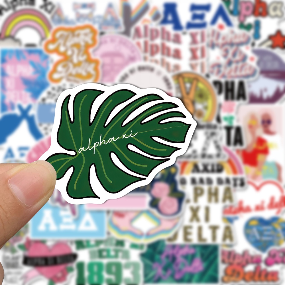 50pcs Stiker Motif Tulisan Alpha Xi Delta Anti Air Untuk Dekorasi case Handphonekomputer