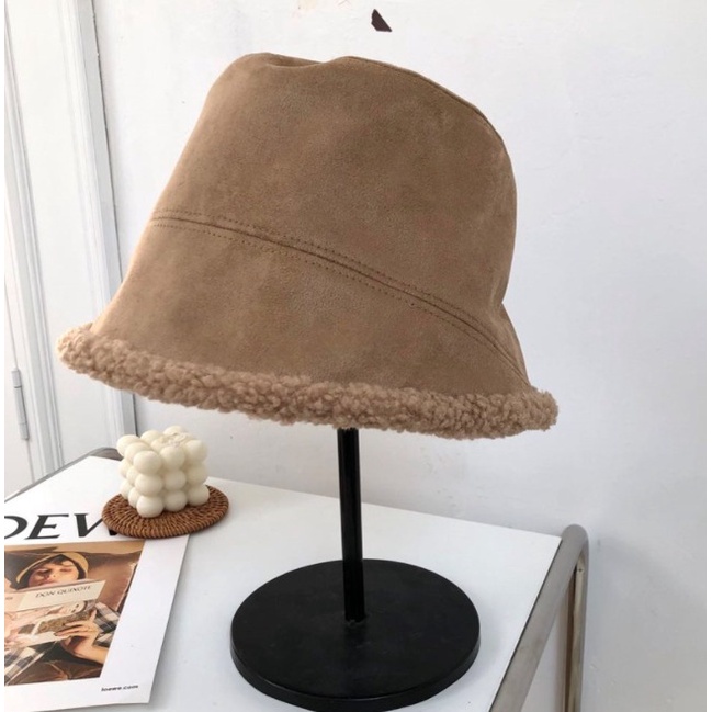 IMPORT WOMAN TEEN SUEDE WOOL WINTER BUCKET HAT KOREAN STYLE TOPI WOL WANITA MUSIM DINGIN MUSIM GUGUR